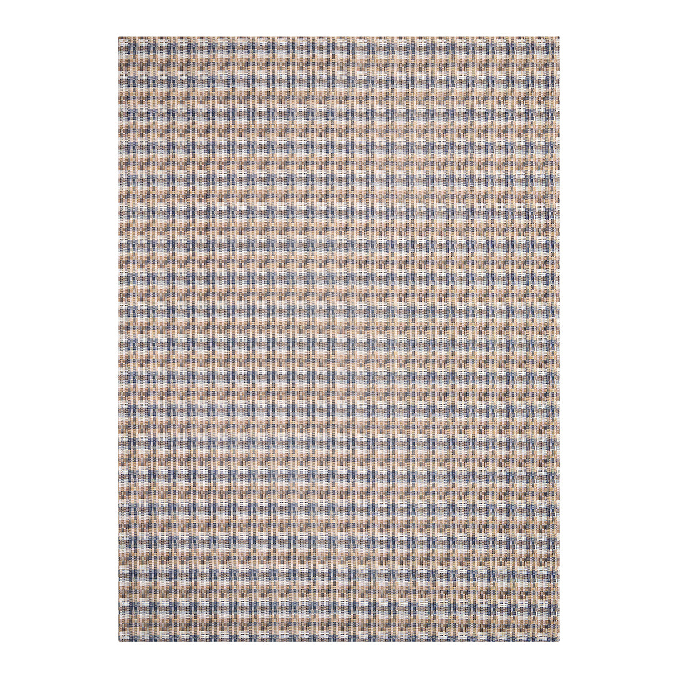 Coast Woven Floor Mat in Mix of Midtone Tan, White and Navy Blue