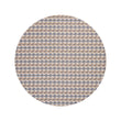 Round Woven Floor Mat in Mix of Midtone Tan, White and Navy Blue