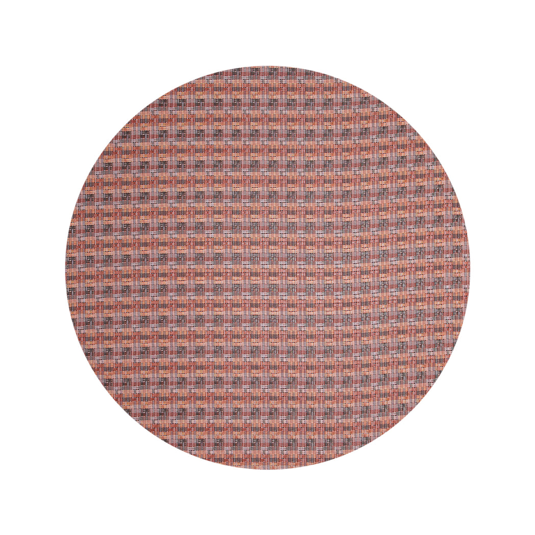 Round Woven Floor Mat in Mix of Midtone Pink, Orange, Pale Pink and Cool Brown