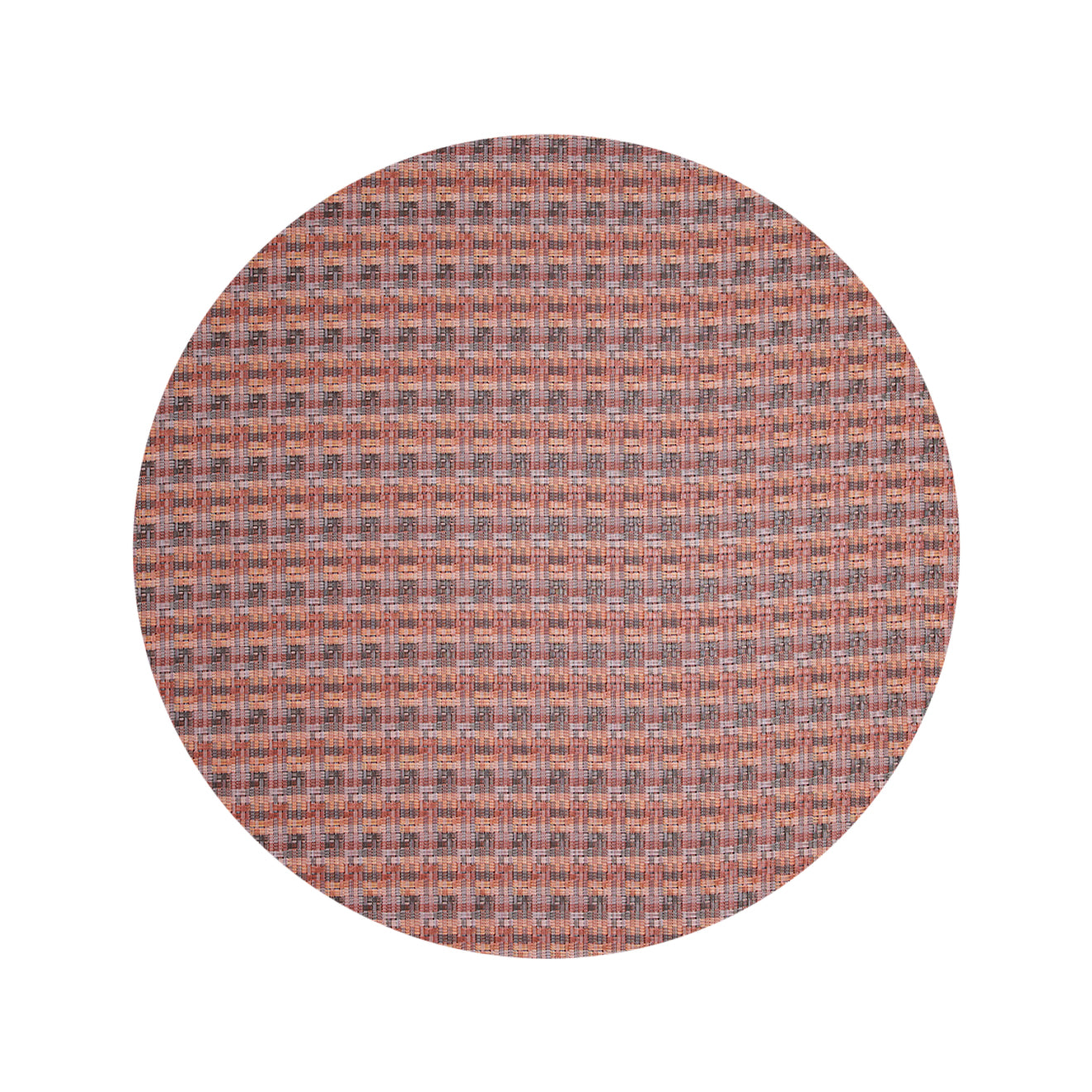 Round Woven Floor Mat in Mix of Midtone Pink, Orange, Pale Pink and Cool Brown