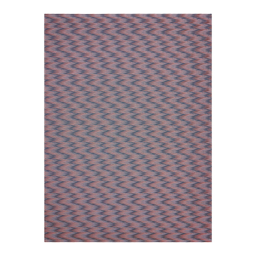 Rectangle Woven Floor Mat in Mix of Dark Blue, Midtone Pink and Light Pink