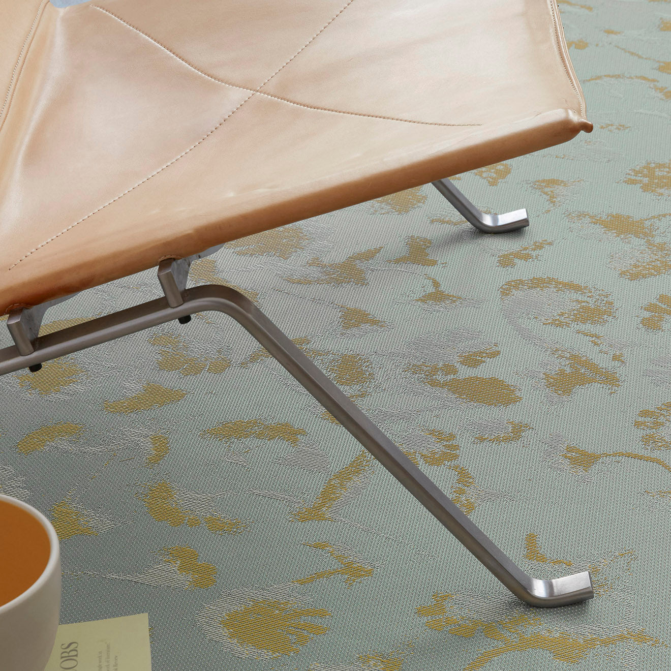 Chilewich woven floor mat in neutral woven terrastrand yarn, durable and stylish for modern living spaces.