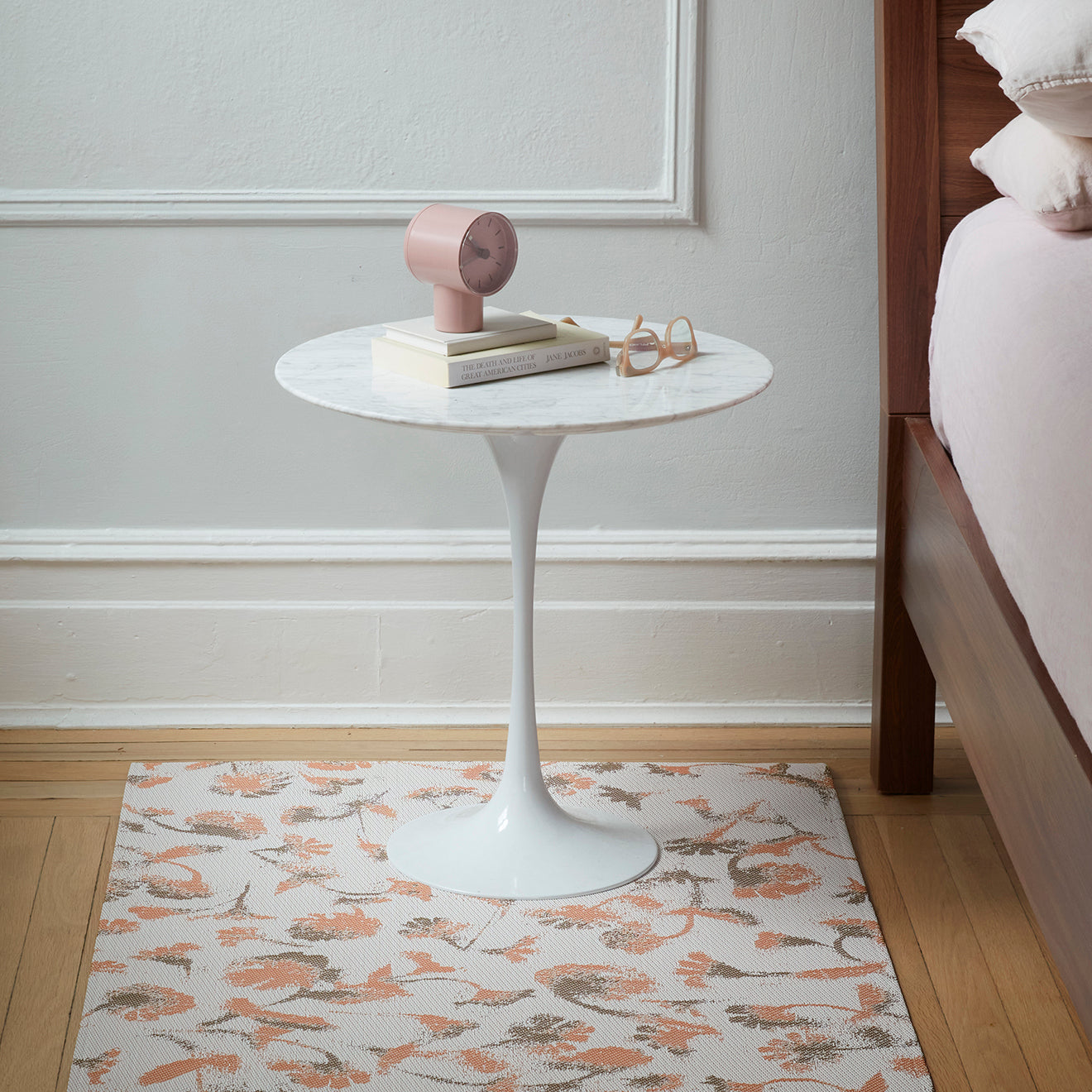 Chilewich woven floor mat in neutral woven terrastrand yarn, durable and stylish for modern living spaces.