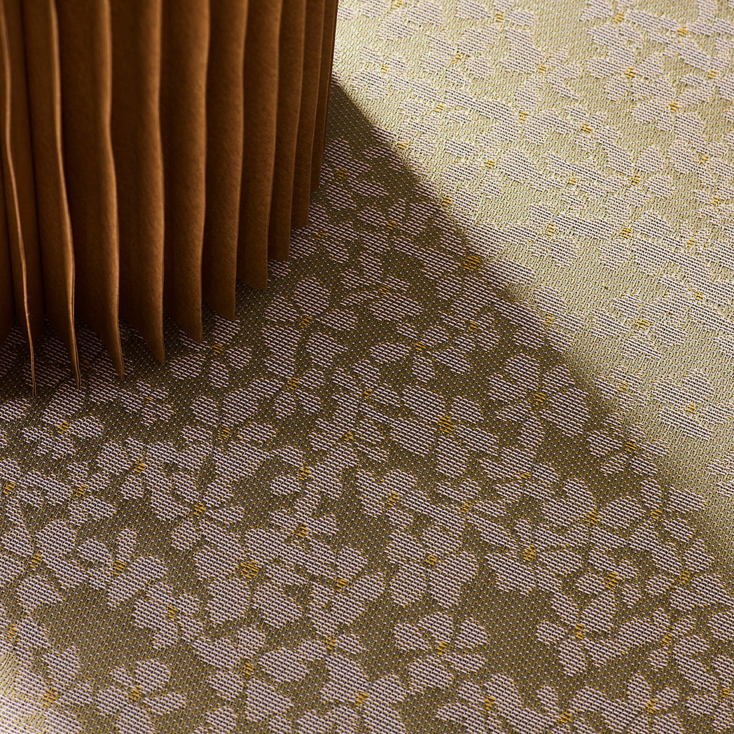 Chilewich woven floor mat in neutral woven terrastrand yarn, durable and stylish for modern living spaces.