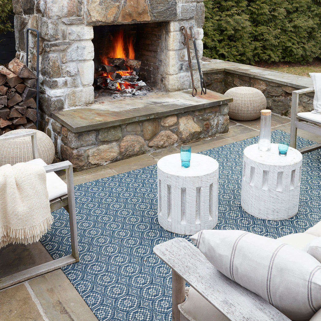 Chilewich woven floor mat in neutral woven terrastrand yarn, durable and stylish for modern living spaces.