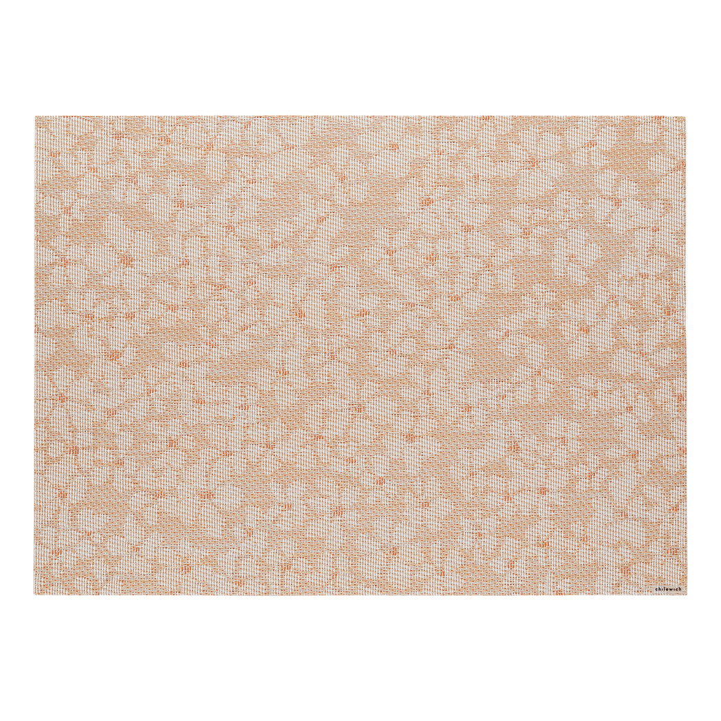 Rectangle Placemats in Midtone Warm Beige with White and Orange Accents