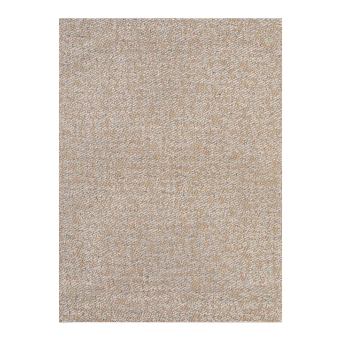Rectangle Woven Floor Mat in Midtone Warm Beige with White and Orange Accents