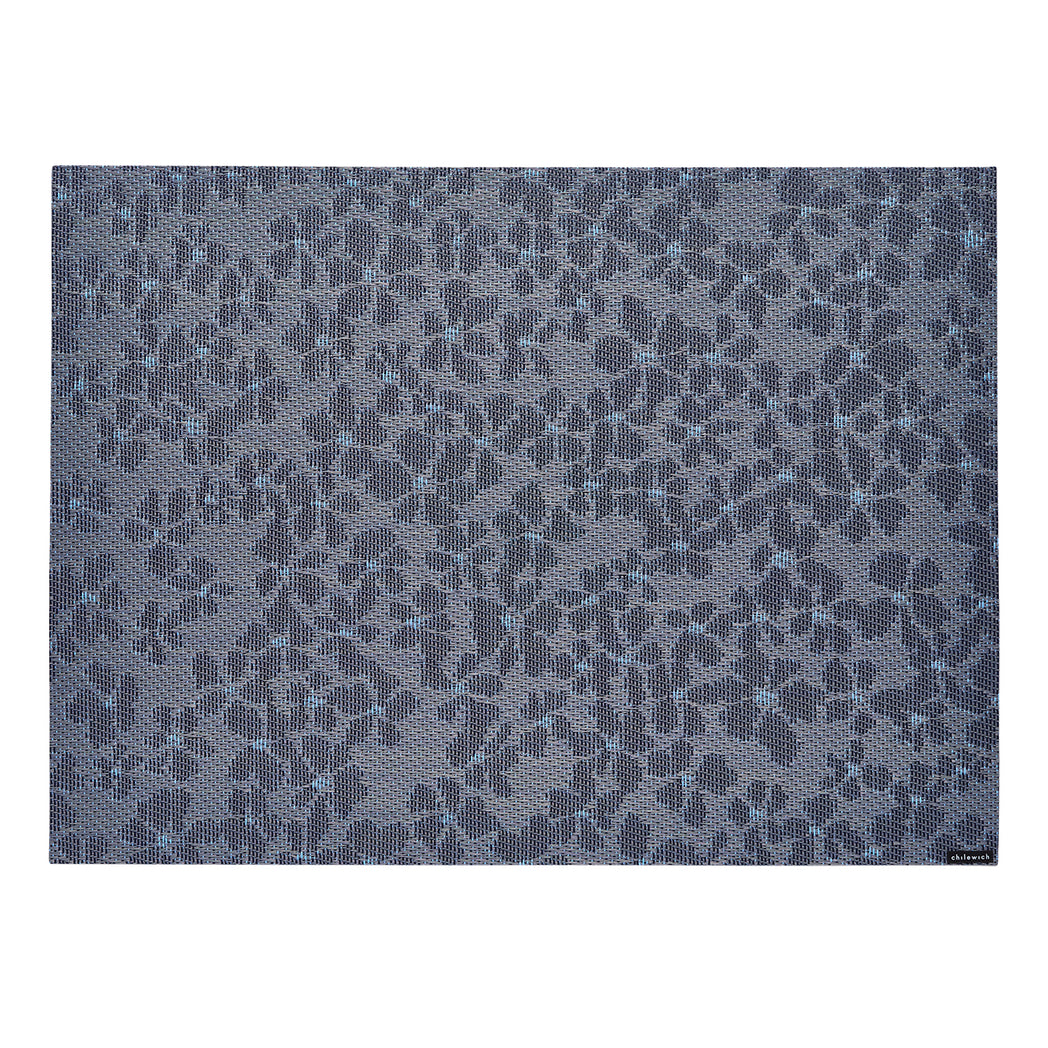 Rectangle Placemats in Midtone Grey Blue Base with Dark Blue and Electric Blue Accents
