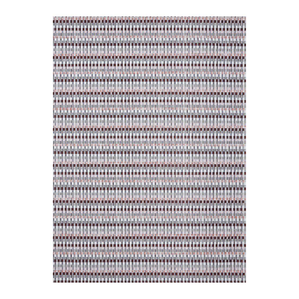 Rectangle Woven Floor Mat in Mix of Blue Tones, Pink Tones, Dark Warm Red, Warm Silver and Off White