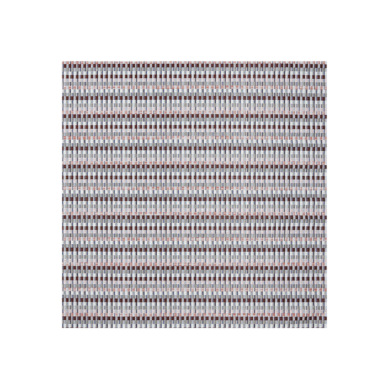Square Woven Floor Mat in Mix of Blue Tones, Pink Tones, Dark Warm Red, Warm Silver and Off White