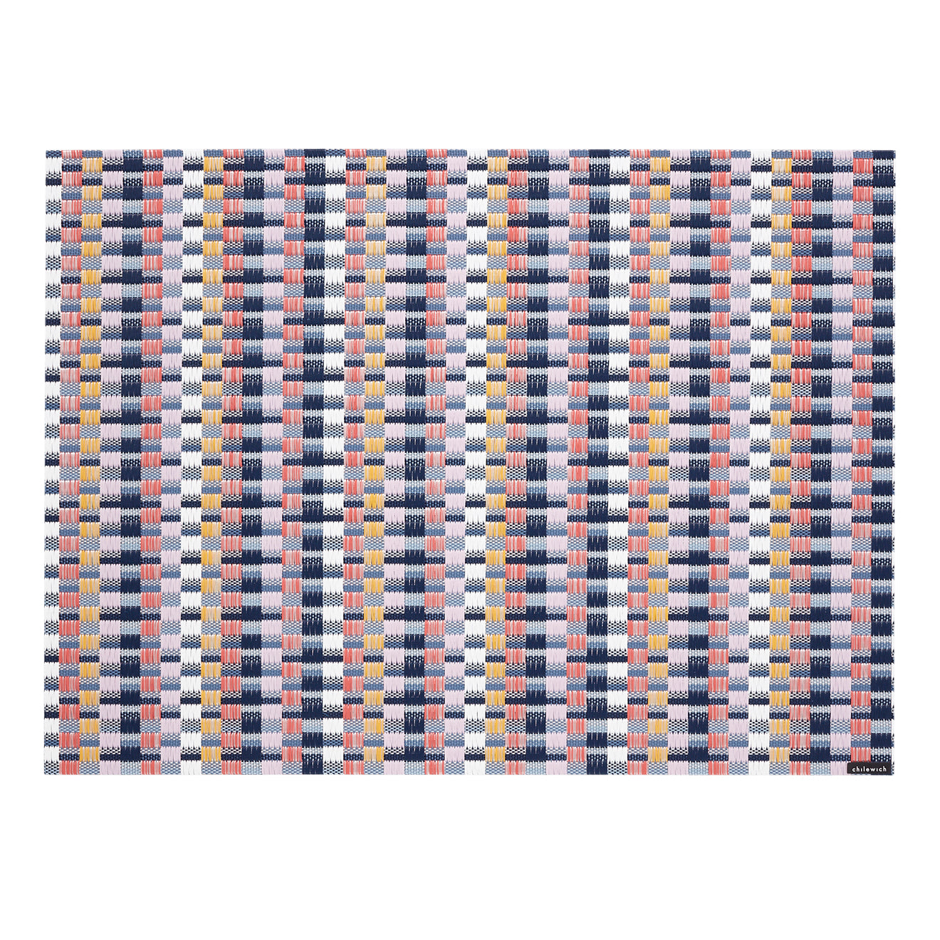 Rectangle Placemats in Mix of Blue Tones, Midtone Pink, Lavender, Yellow Orange and White