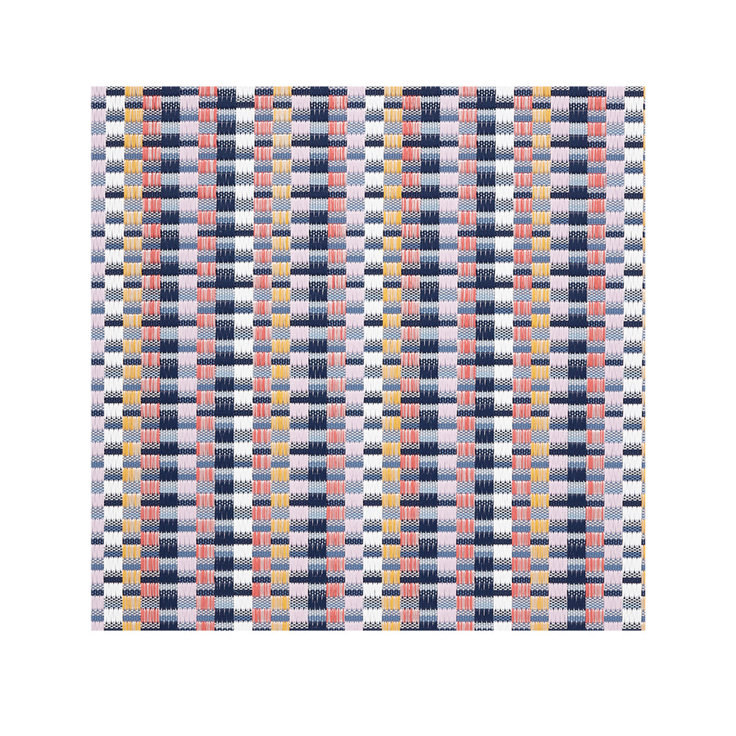 Square Placemats in Mix of Blue Tones, Midtone Pink, Lavender, Yellow Orange and White