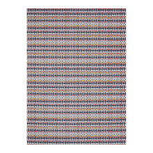 Rectangle Woven Floor Mat in Mix of Blue Tones, Midtone Pink, Lavender, Yellow Orange and White