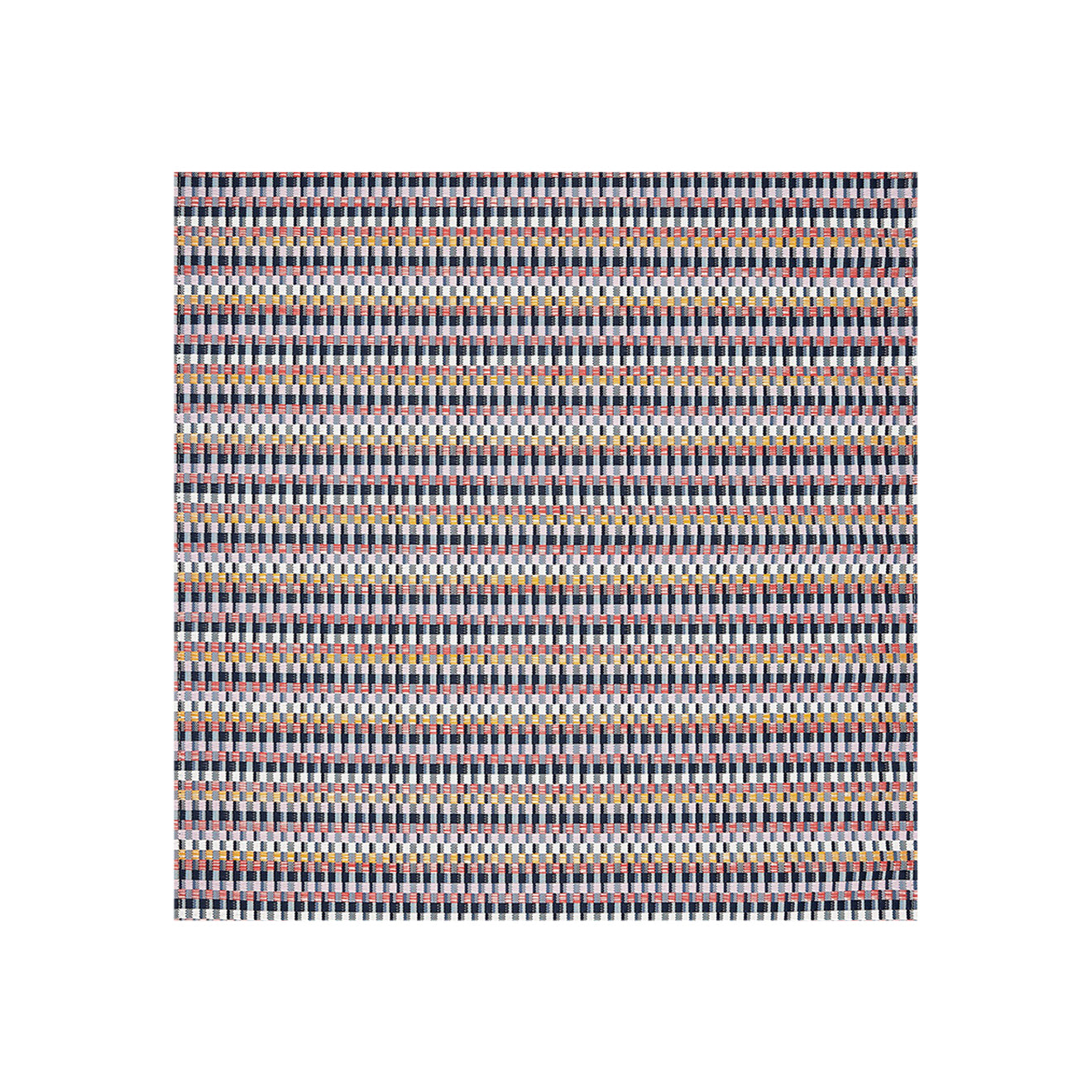Square Woven Floor Mat in Mix of Blue Tones, Midtone Pink, Lavender, Yellow Orange and White