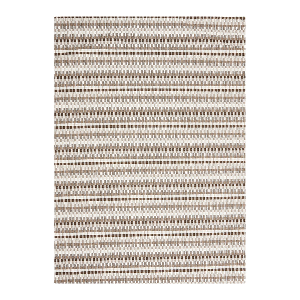 Rectangle Woven Floor Mat in Mix of Dark and Light Neutral Beiges and White