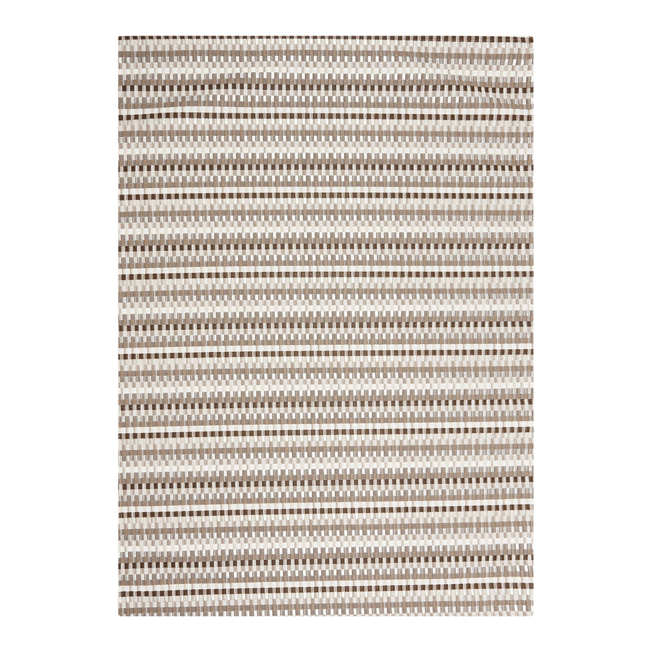 Rectangle Woven Floor Mat in Mix of Dark and Light Neutral Beiges and White