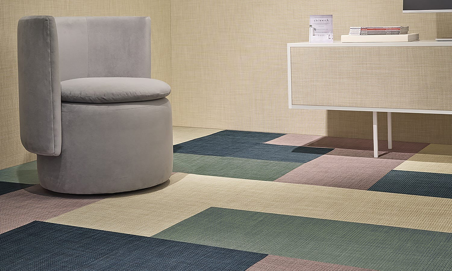 Detail image of Chilewich woven material showcasing texture, color, and pattern of the terrastrand yarn weave.