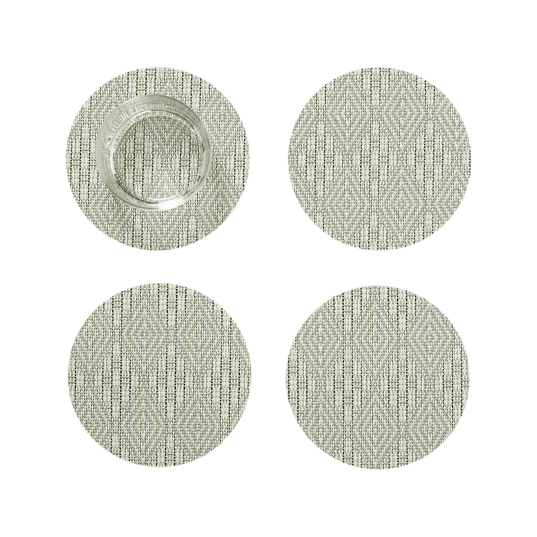 Set of 4 Coasters in Muted Light Blue Green with White