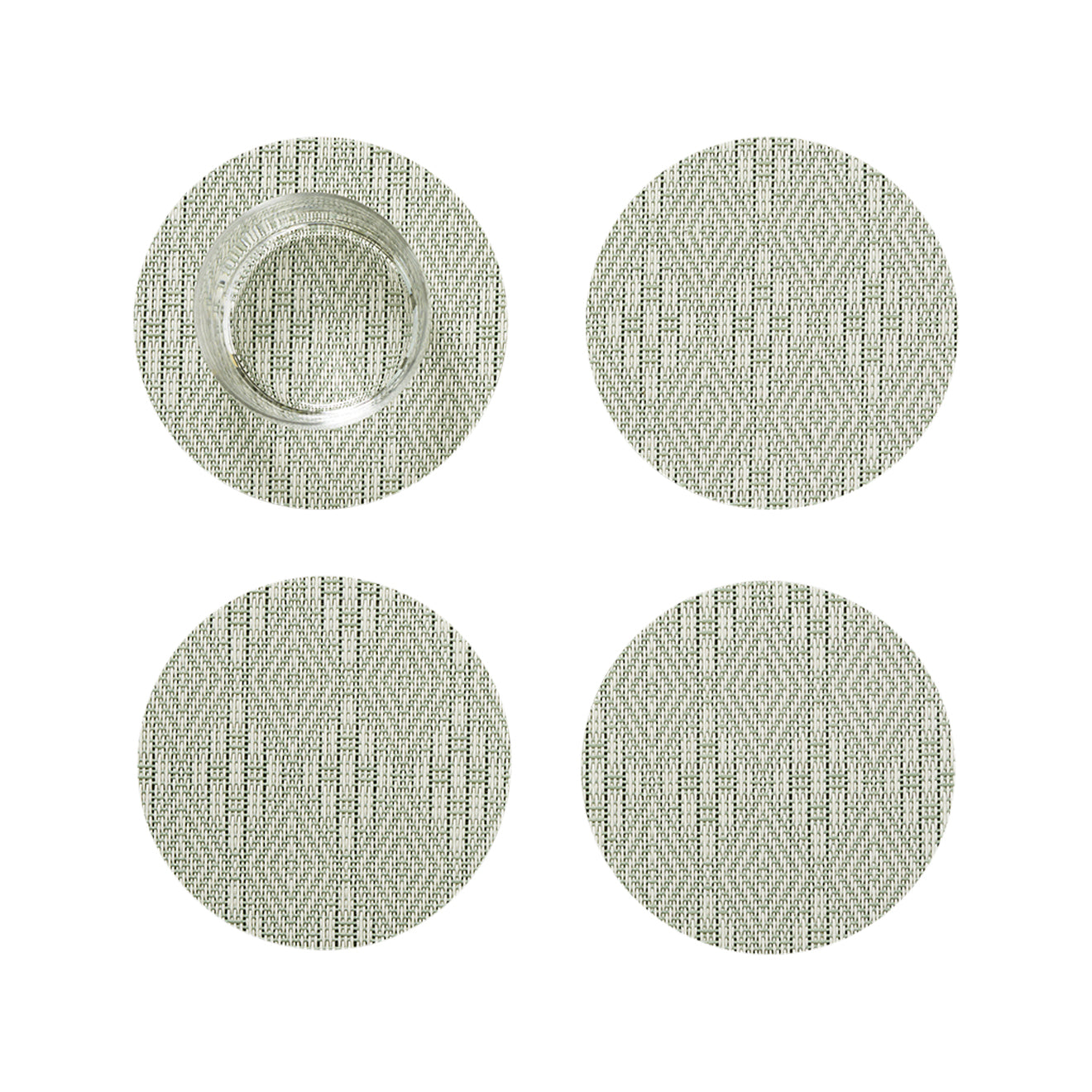 Set of 4 Coasters in Muted Light Blue Green with White