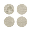 Set of 4 Coasters in Light Neutral Beige with White