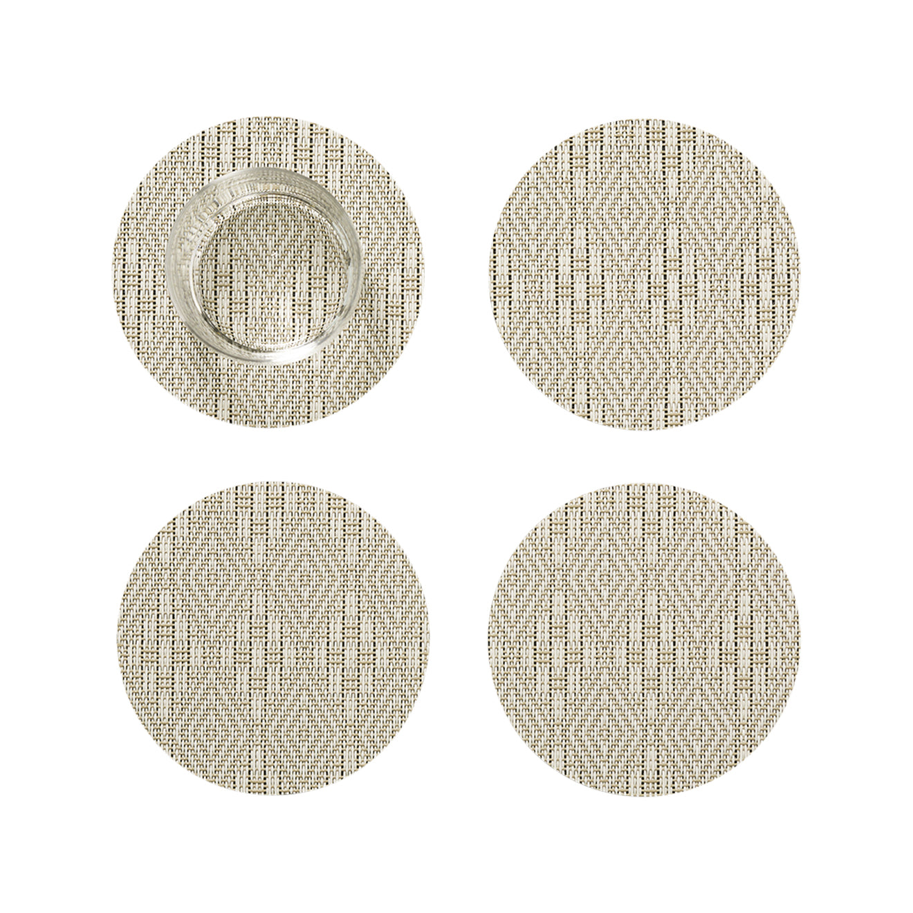 Set of 4 Coasters in Light Neutral Beige with White