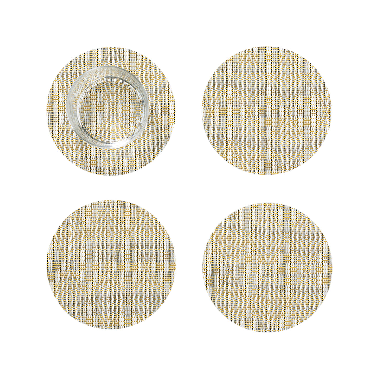 Set of 4 Coasters in Mustard with White