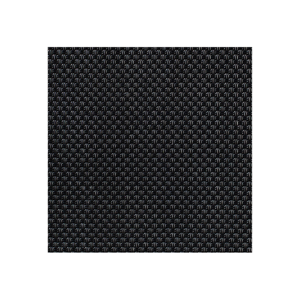 Chilewich Basketweave floor mat in Black, showcasing woven terrastrand yarn texture and modern design aesthetic.