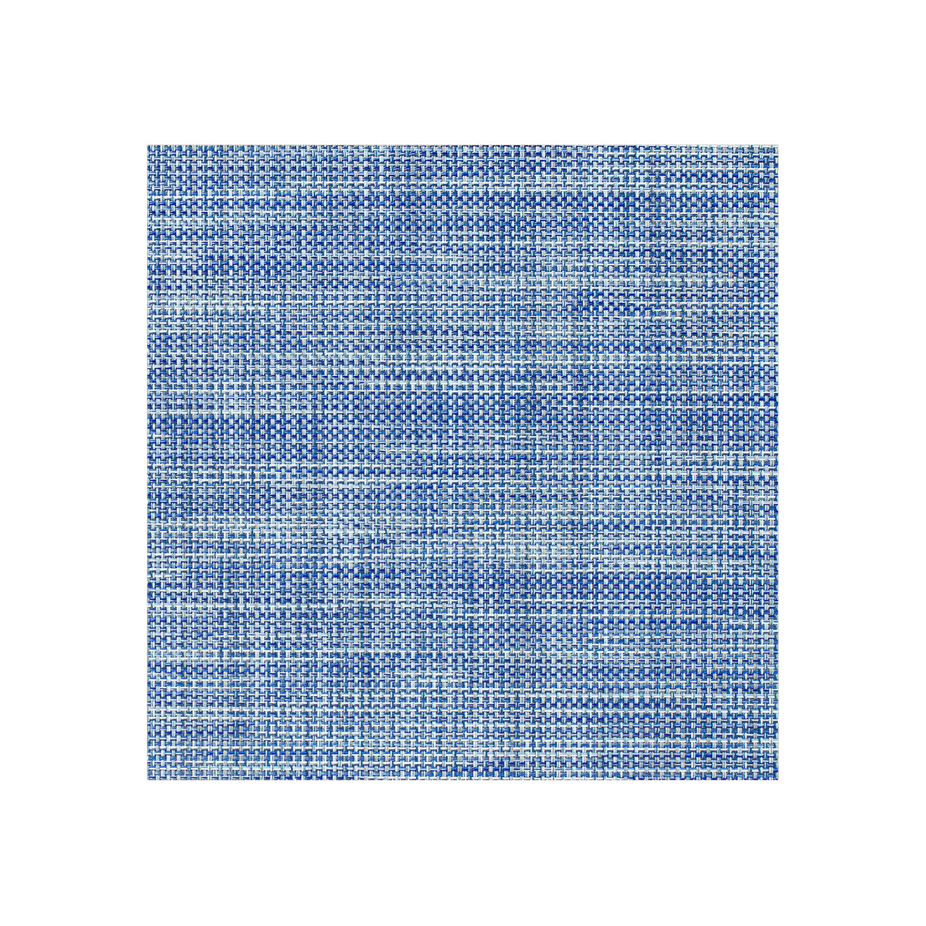Chilewich Basketweave floor mat in Chambray, showcasing woven terrastrand yarn texture and modern design aesthetic.