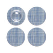 Set of 4 Coasters in Mix of Midtone Blues, Cool Grey and White