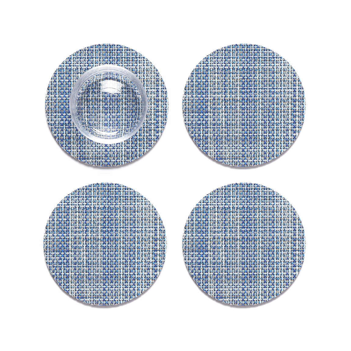 Mini Basketweave Coasters - Chambray View 1