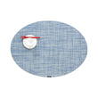 Oval Placemats in Mix of Midtone Blues, Cool Grey and White