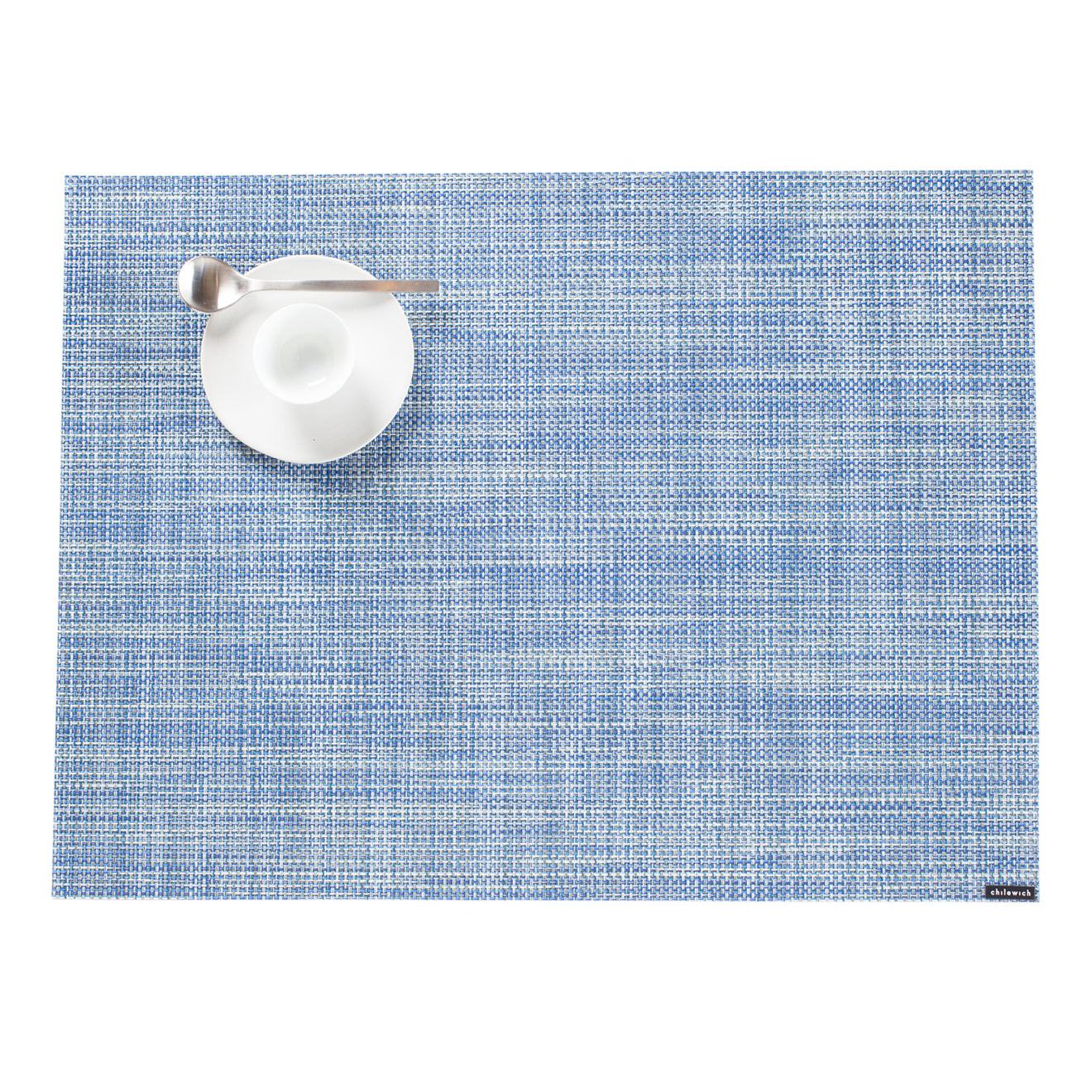 Chambray Placemats in Mix of Midtone Blues, Cool Grey and White