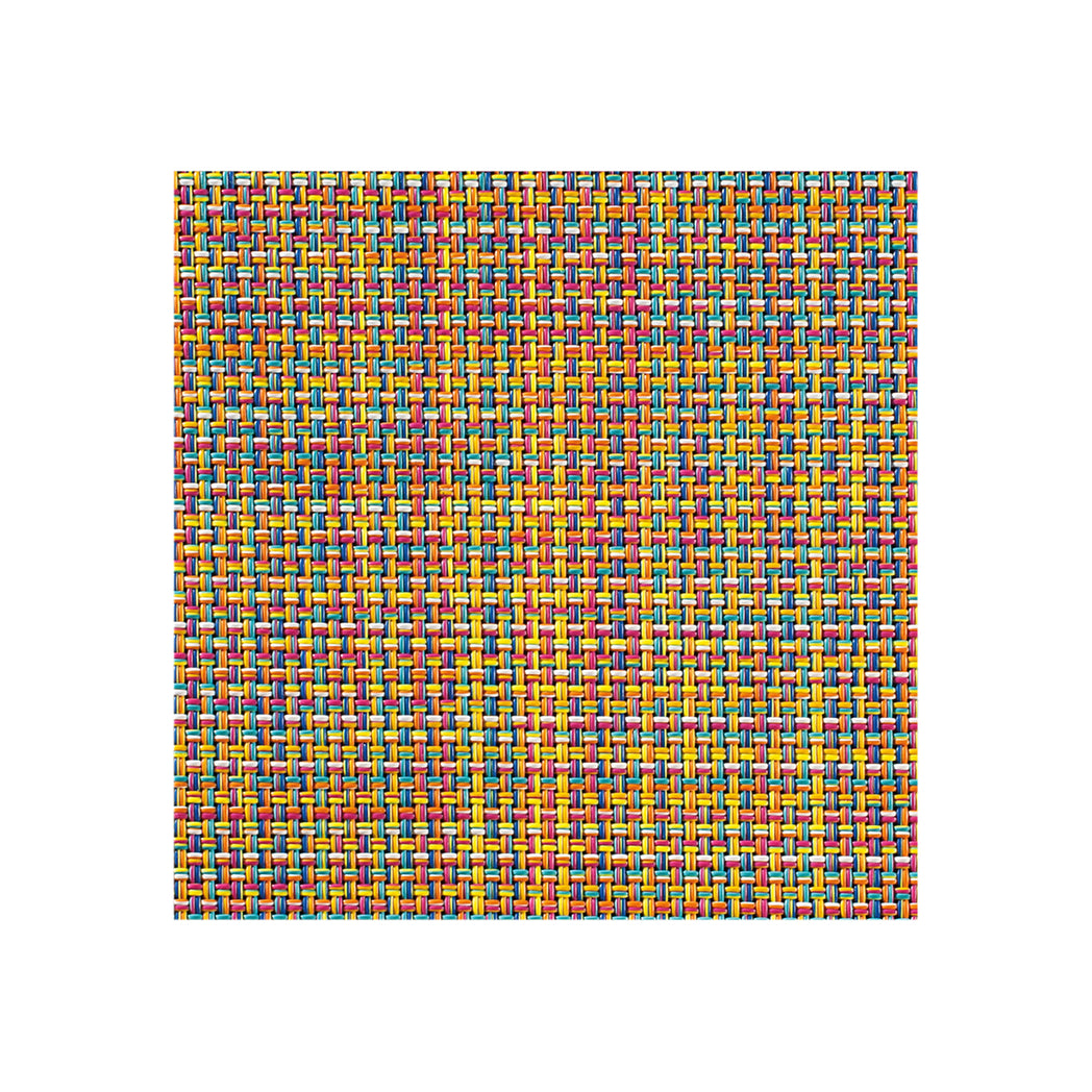 Chilewich Basketweave floor mat in Confetti, showcasing woven terrastrand yarn texture and modern design aesthetic.