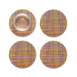 Set of 4 Coasters in Vivid Multicolor with Yellow, Magenta, Dark Blue, Orange and White