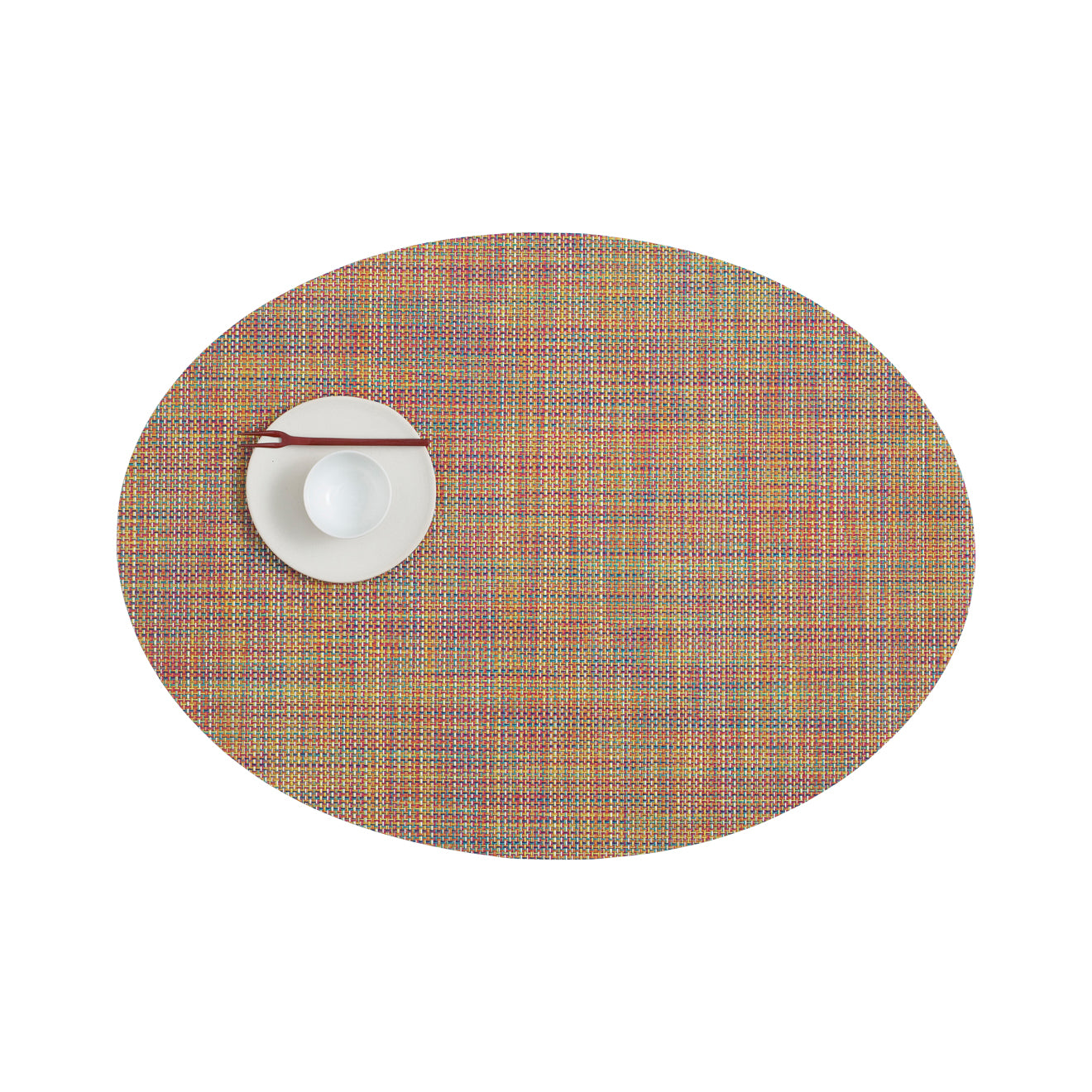 Oval Placemats in Vivid Multicolor with Yellow, Magenta, Dark Blue, Orange and White