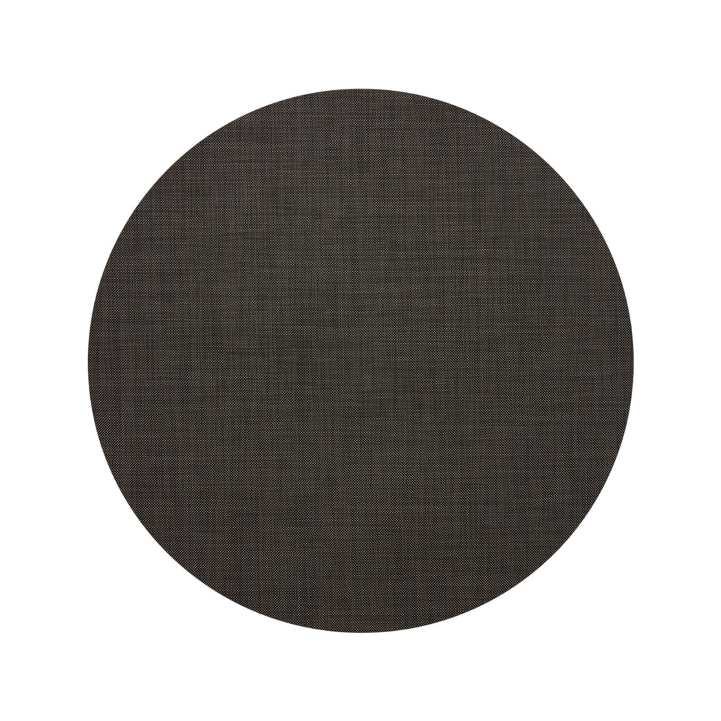Round Woven Floor Mat in Mix of Dark Brown, Midtone Warm Brown and Metallic Silver