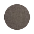Round Woven Floor Mat in Dark Neutral Brown with Black