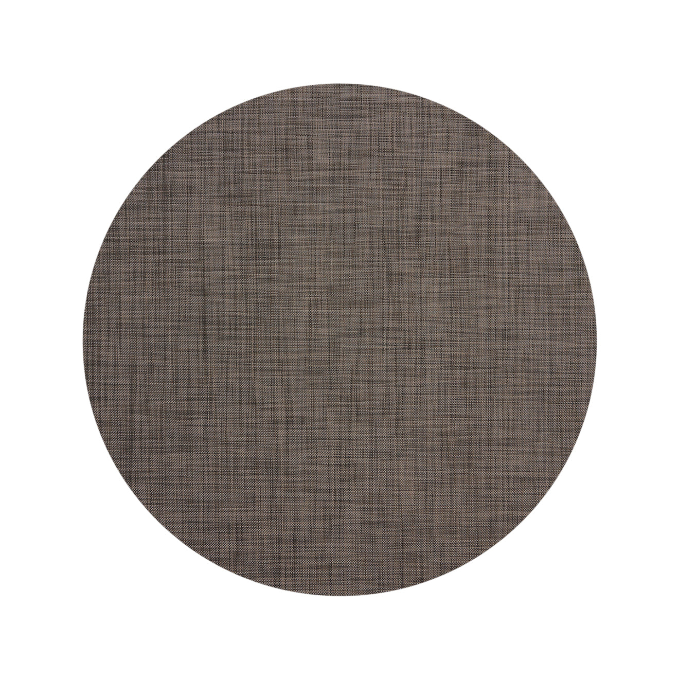Round Woven Floor Mat in Dark Neutral Brown with Black