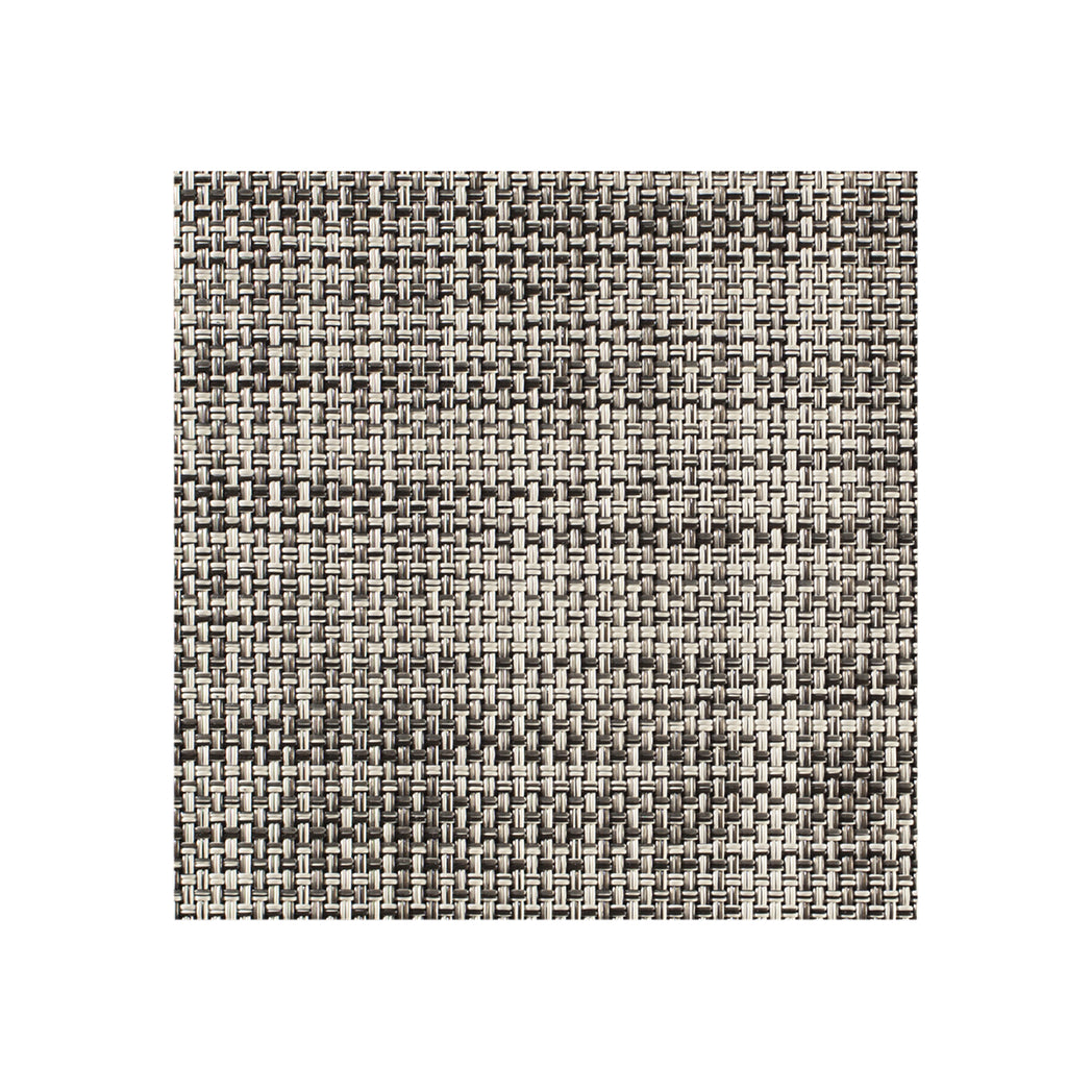 Chilewich Basketweave floor mat in Gravel, showcasing woven terrastrand yarn texture and modern design aesthetic.