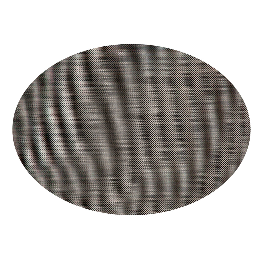 Oval Placemats in Midtone Warm Silver with Black