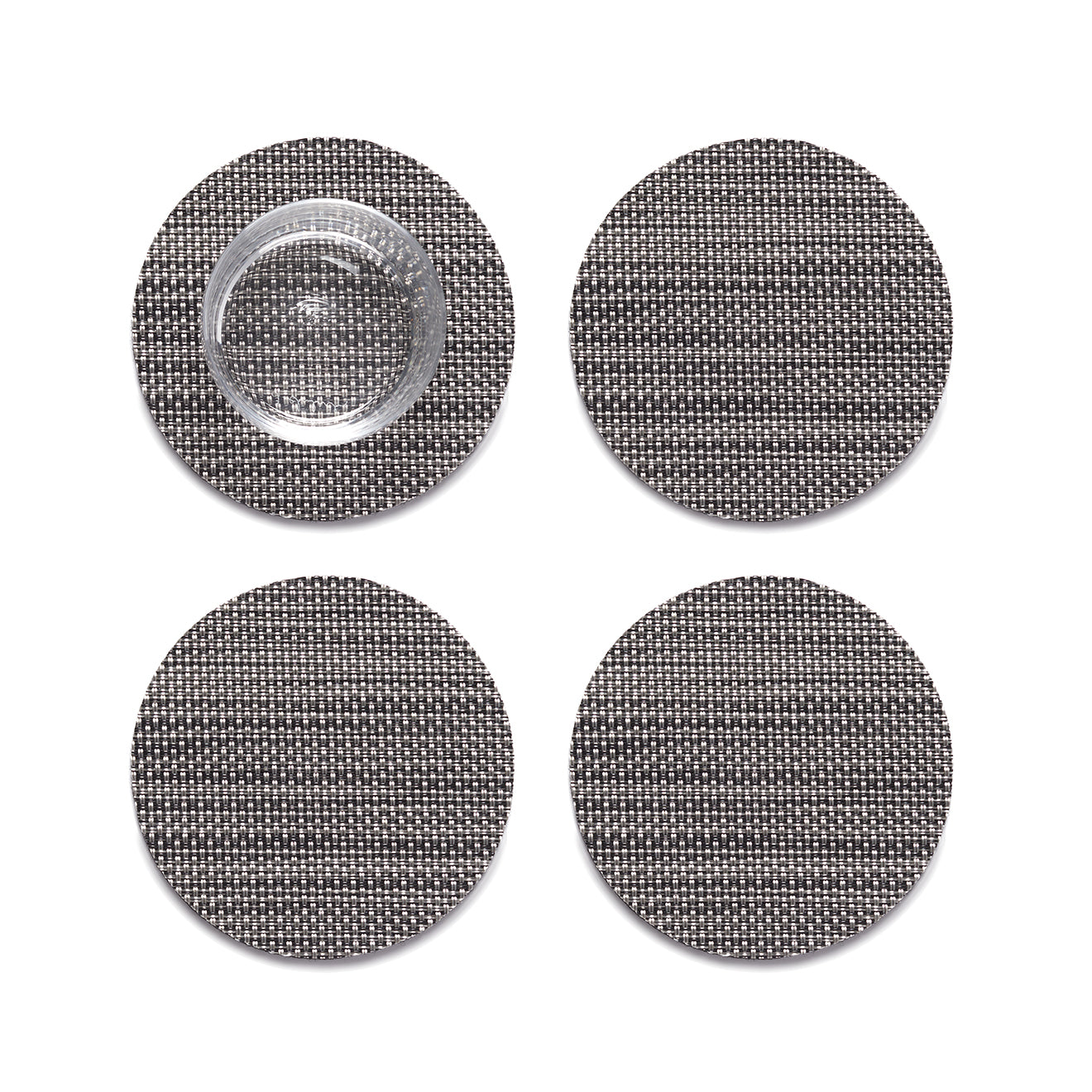 Set of 4 Coasters in Midtone Warm Silver with Black
