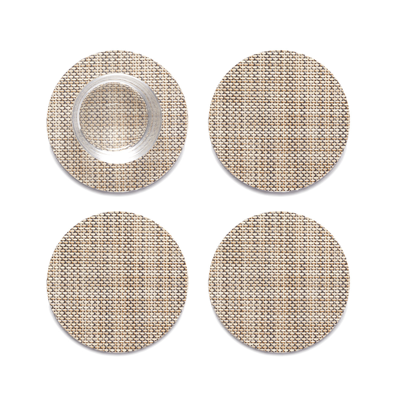 Set of 4 Coasters in Light Warm Beige With Subtle Dark Beige Accents