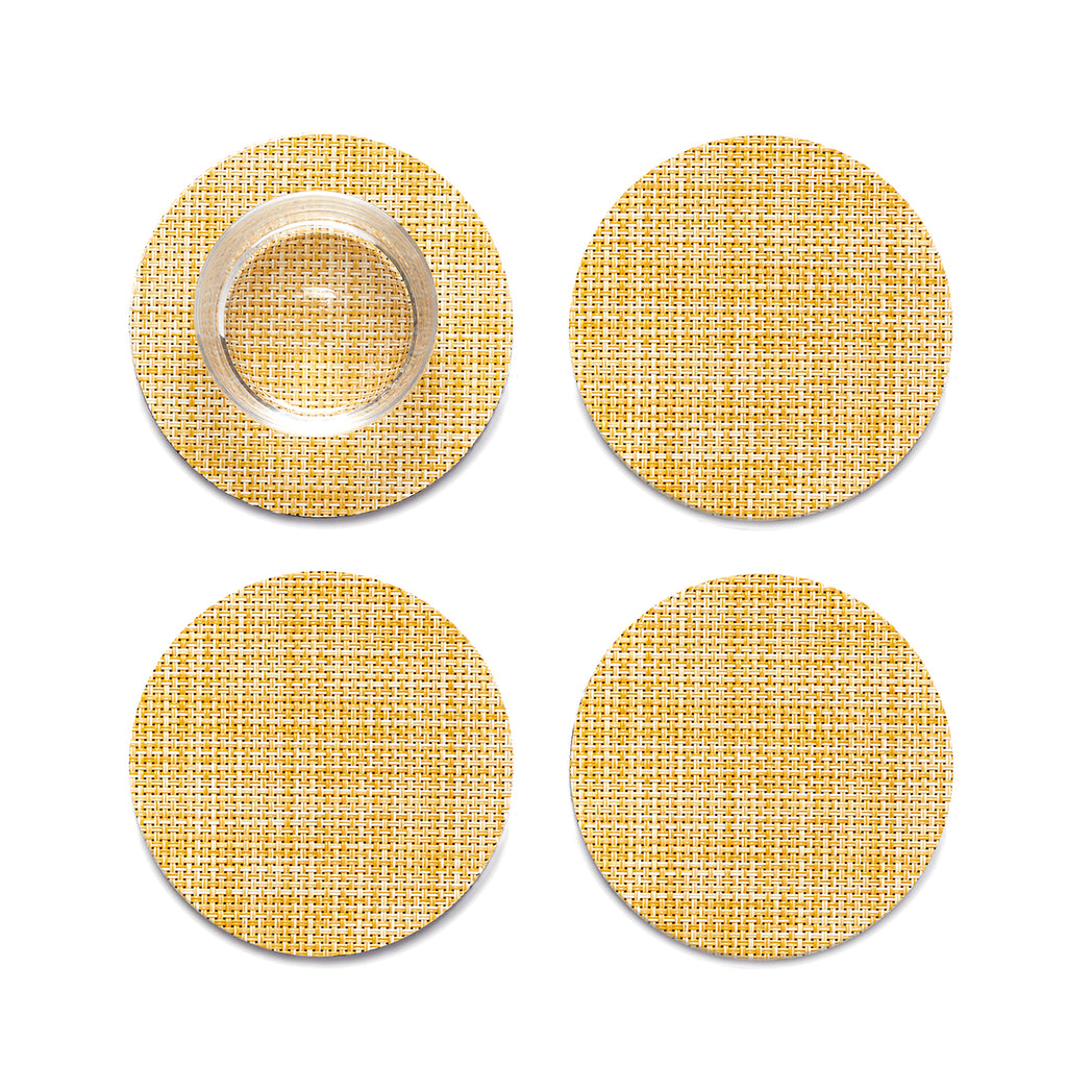 Set of 4 Coasters in Mix of Light Warm Beige and White