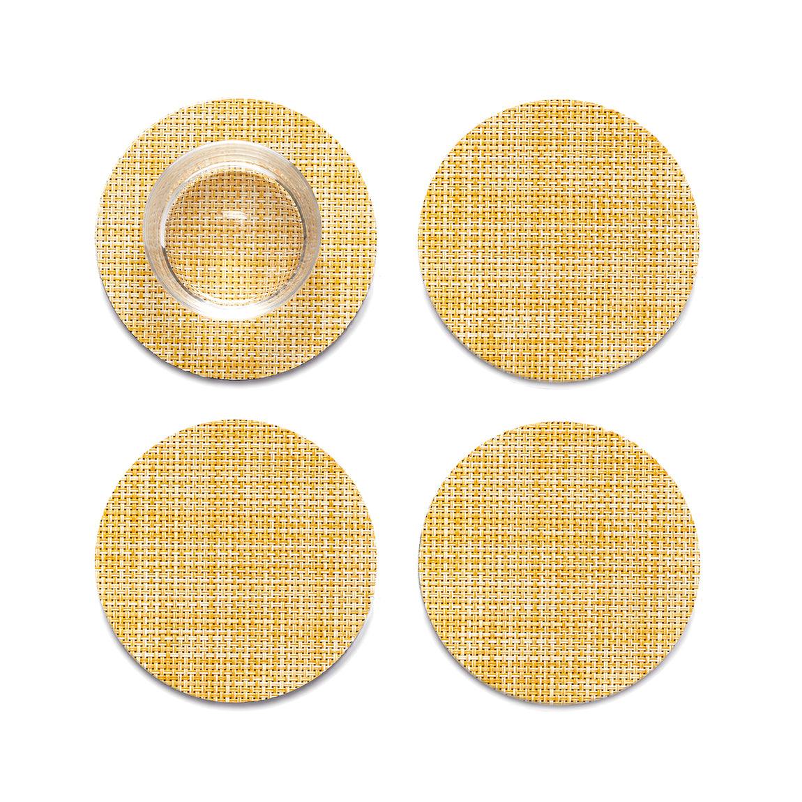 Mini Basketweave Coasters - Ochre View 1
