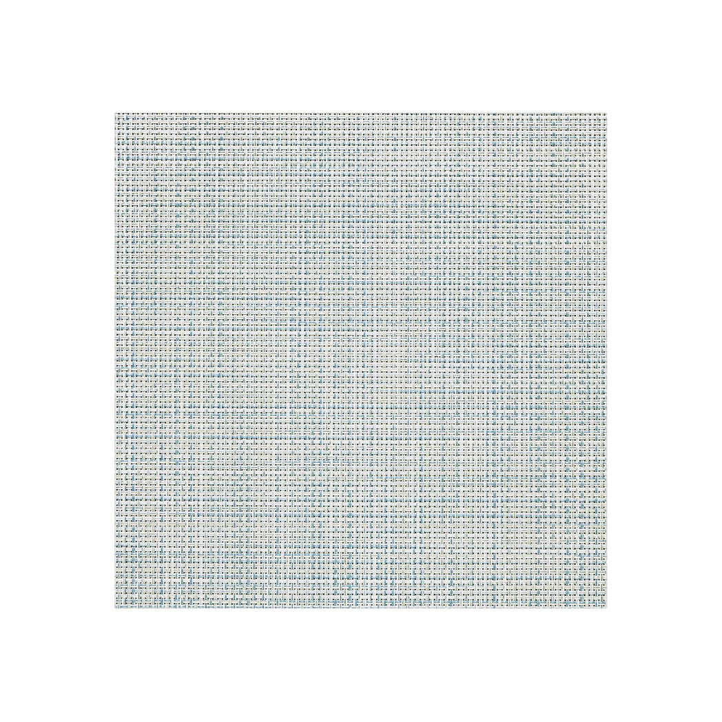 Chilewich Basketweave floor mat in Sky, showcasing woven terrastrand yarn texture and modern design aesthetic.