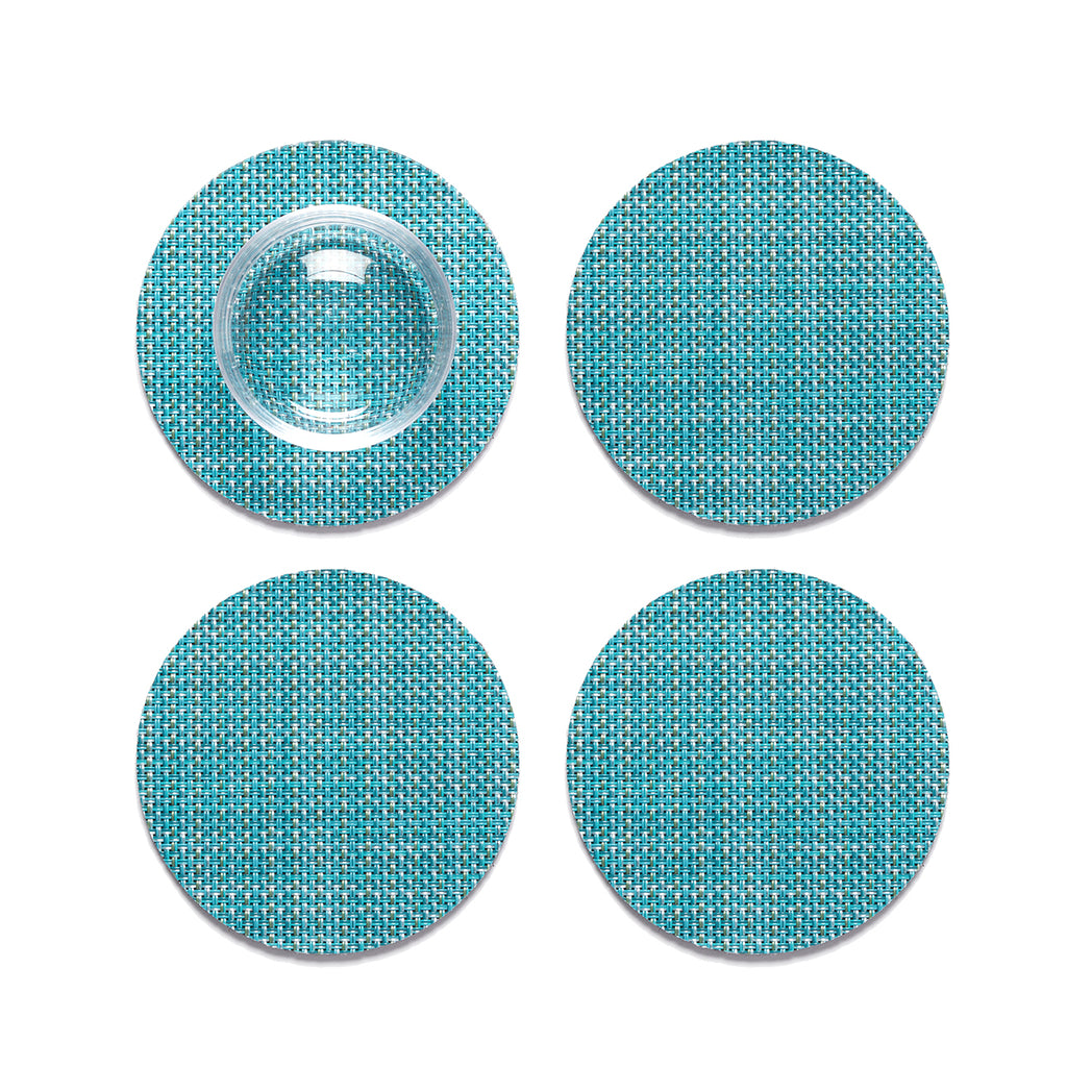 Set of 4 Coasters in Vivid Blue Green