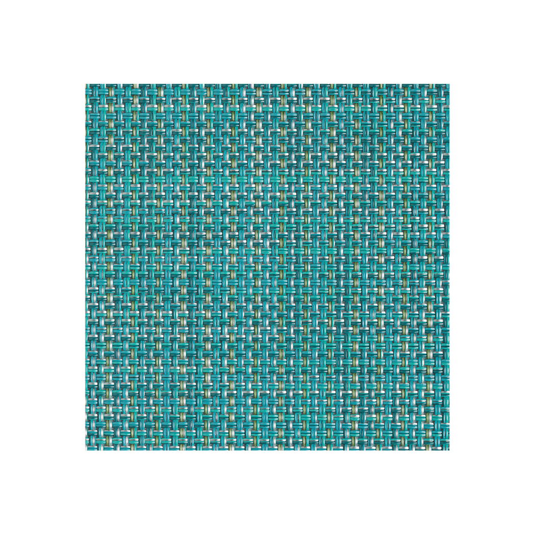 Chilewich Basketweave floor mat in Turquoise, showcasing woven terrastrand yarn texture and modern design aesthetic.