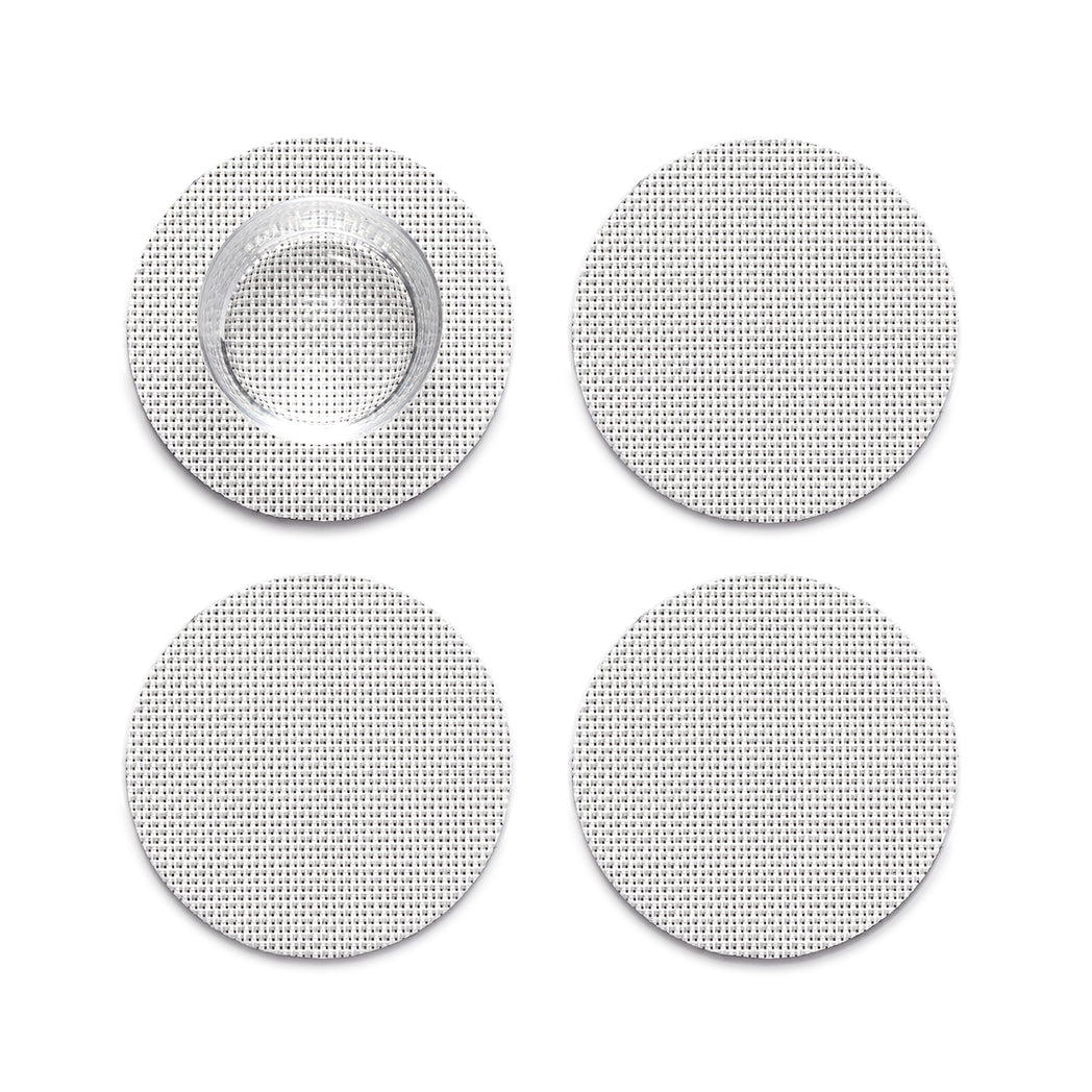 Set of 4 Coasters in Metallic White