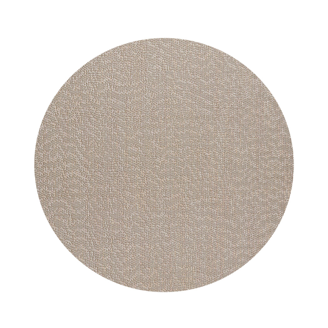 Round Placemats in Metallic Midtone Warm Silver with Light Pink and Off White