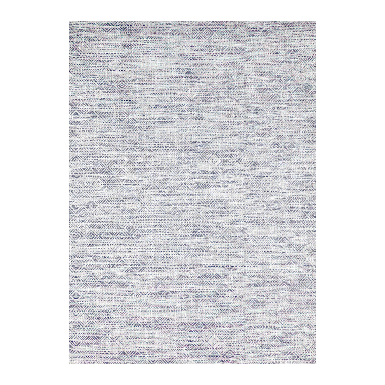 Blue Woven Floor Mat in Dark Blue and Cool Off White